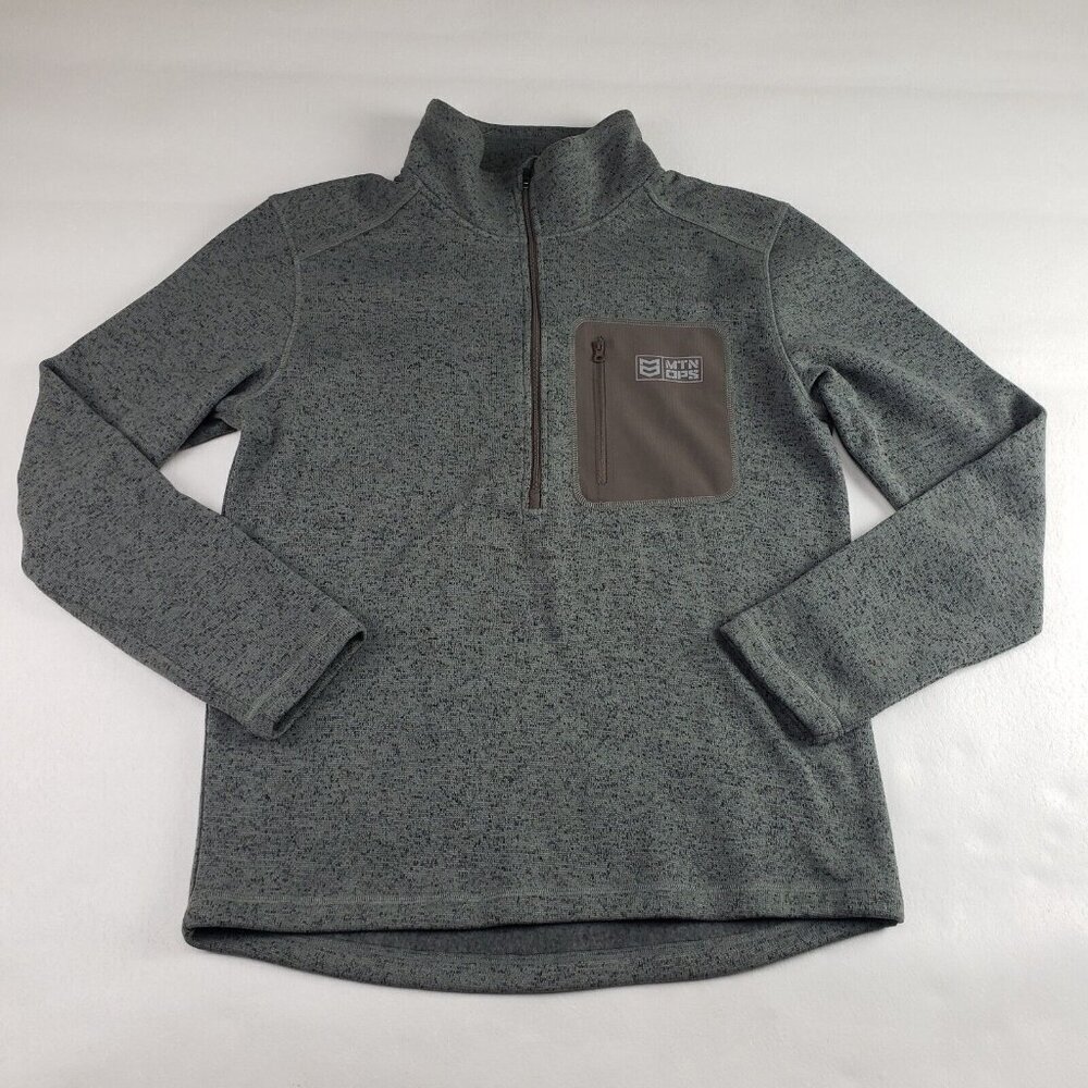 Mtn Ops Summit Fleece Jacket Mens Medium Green 1/4 Zip Pullover Outdoor Winter
